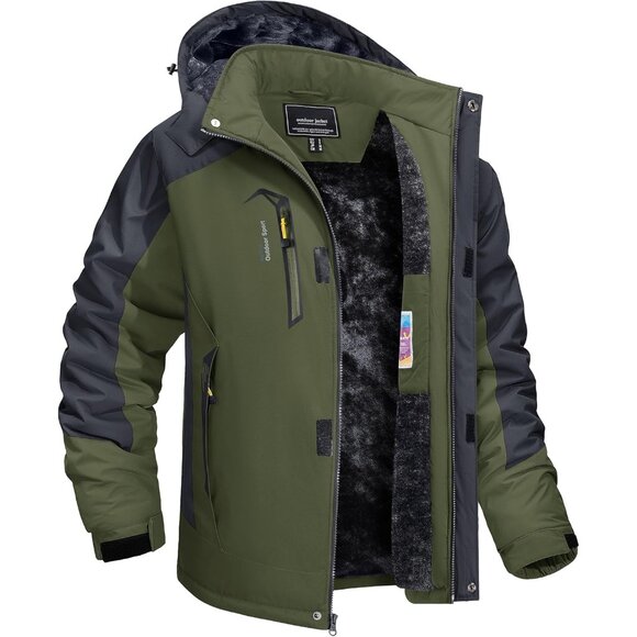 Winter Jacket Men's Water-Resistant Fleece Jacket Snow Ski Jacket Military Tacti